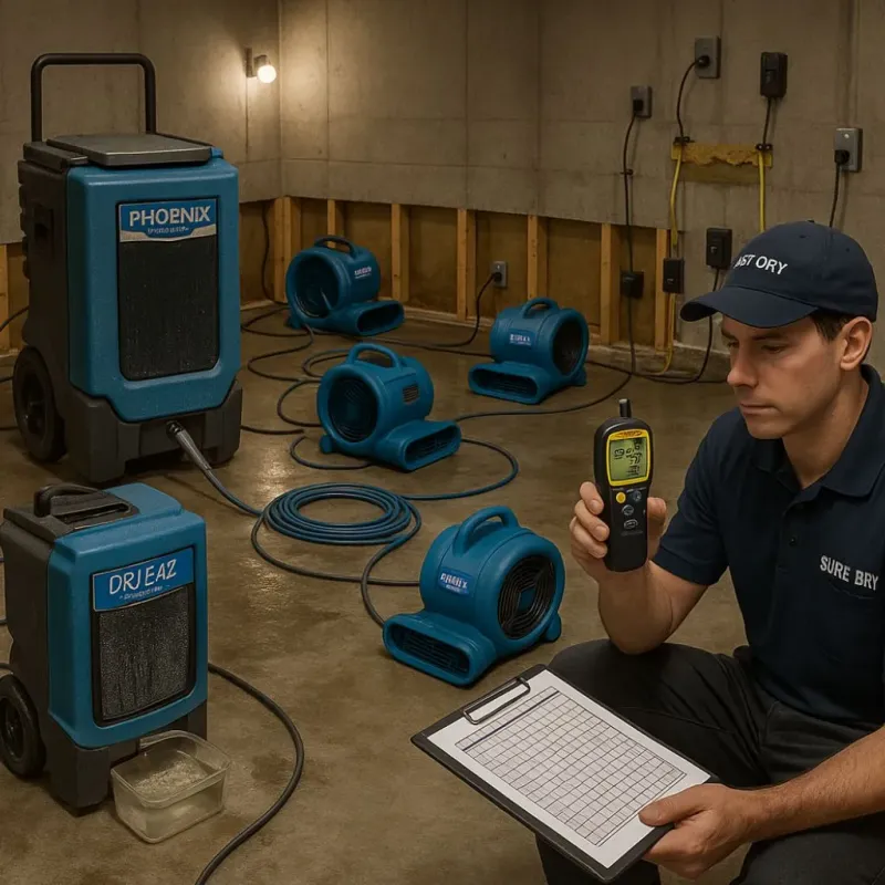Structural Drying and Dehumidification process in Ettrick, VA